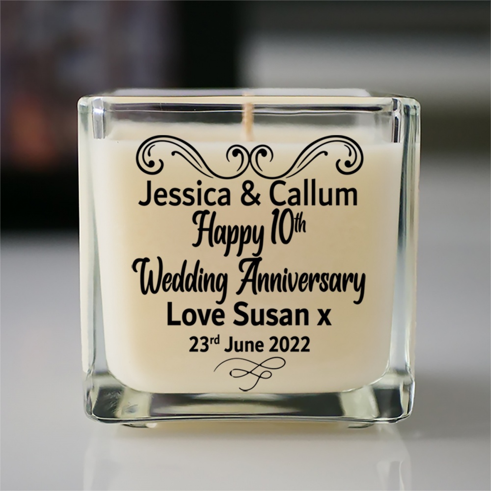 Personalised 10th Wedding Anniversary Scented Candle